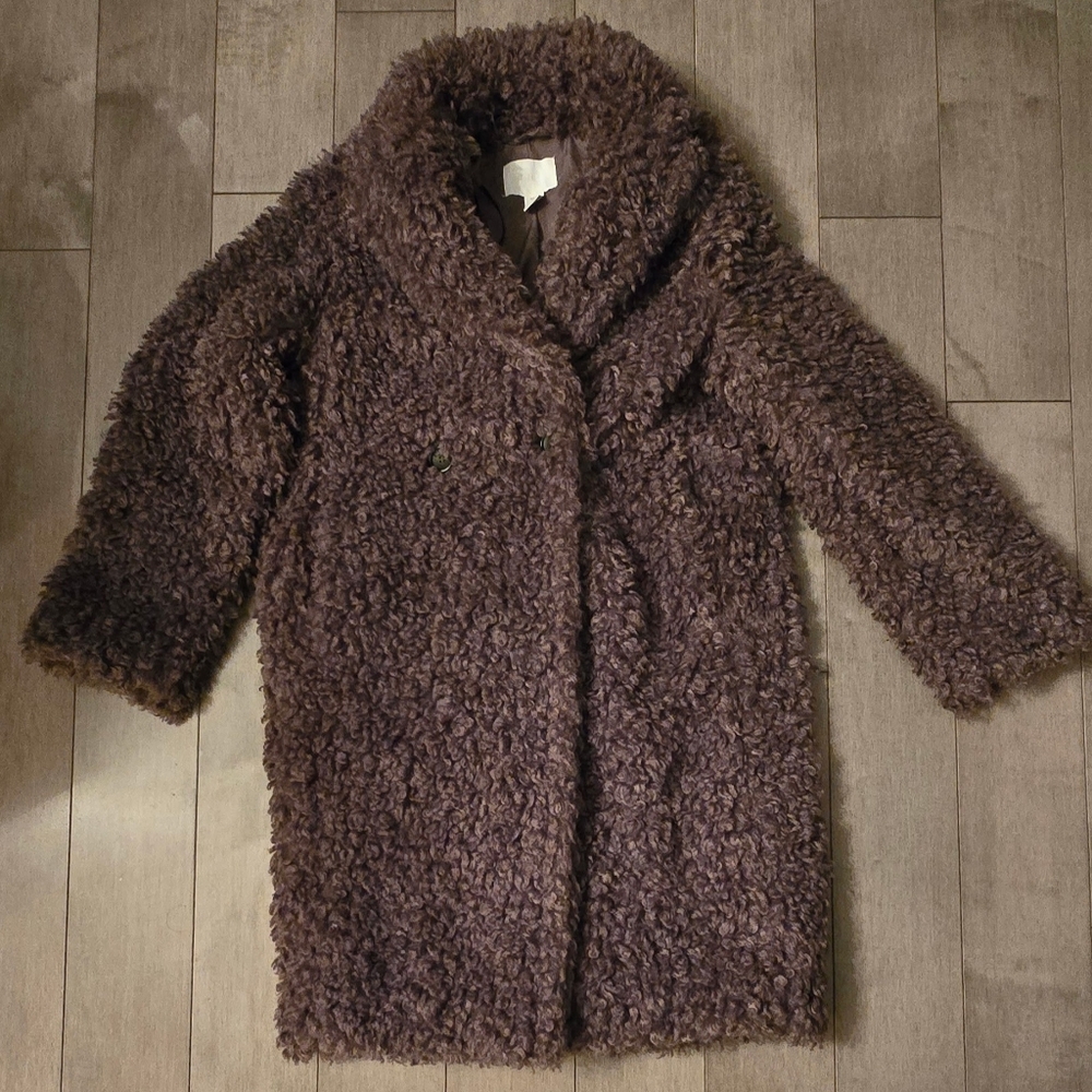 H&M Pile Coat XS - Dark Taupe